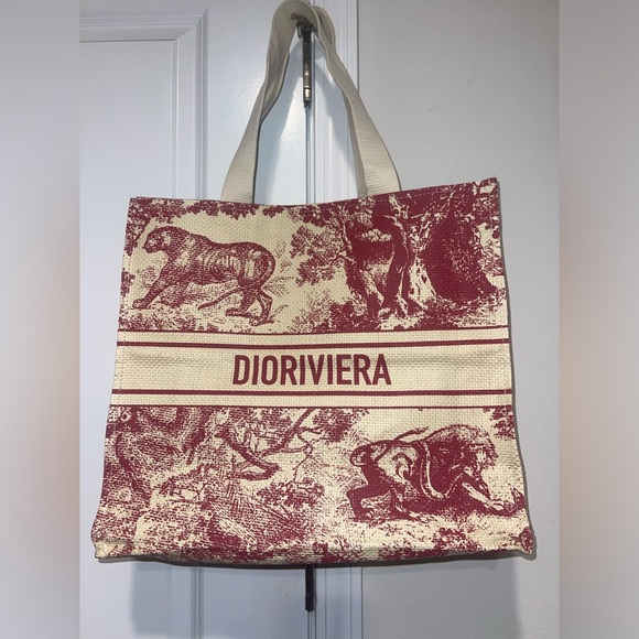 New Christian Dior Authentic Dioriviera straw gift tote - Picture 4 of 10